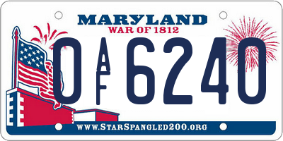 MD license plate 0AF6240