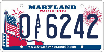 MD license plate 0AF6242