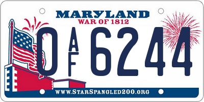 MD license plate 0AF6244