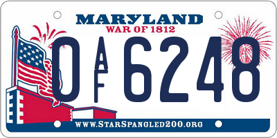 MD license plate 0AF6248