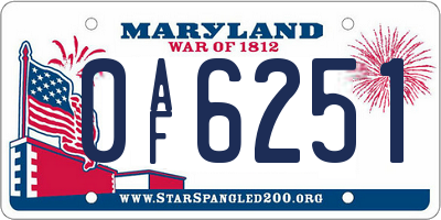 MD license plate 0AF6251