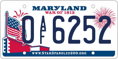 MD license plate 0AF6252