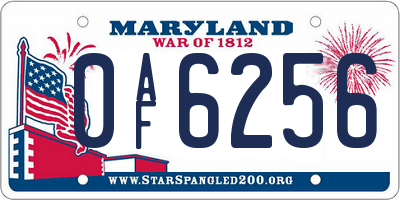 MD license plate 0AF6256
