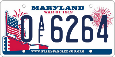 MD license plate 0AF6264