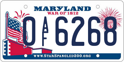 MD license plate 0AF6268