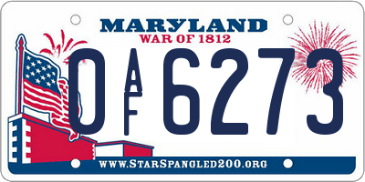 MD license plate 0AF6273