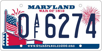 MD license plate 0AF6274