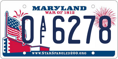 MD license plate 0AF6278