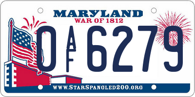 MD license plate 0AF6279