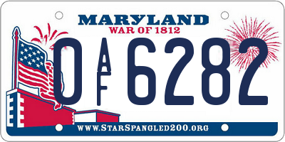 MD license plate 0AF6282