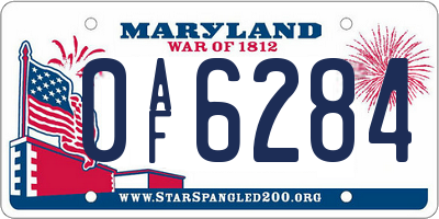 MD license plate 0AF6284