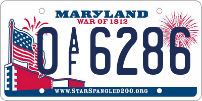 MD license plate 0AF6286