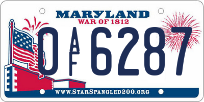 MD license plate 0AF6287