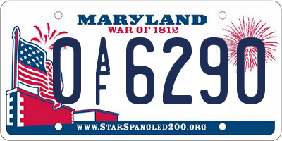 MD license plate 0AF6290
