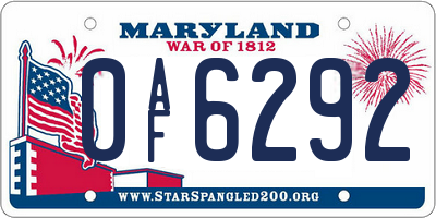 MD license plate 0AF6292