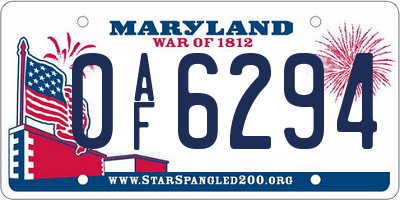 MD license plate 0AF6294
