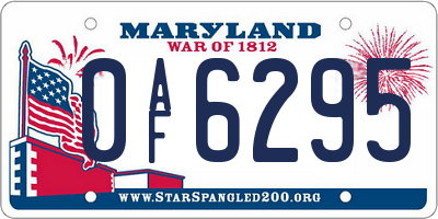 MD license plate 0AF6295