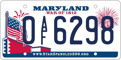 MD license plate 0AF6298