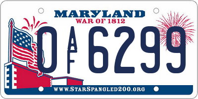 MD license plate 0AF6299