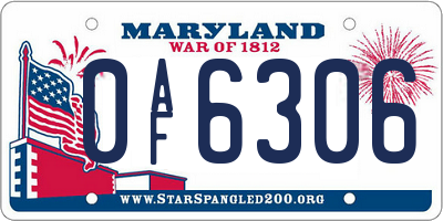 MD license plate 0AF6306