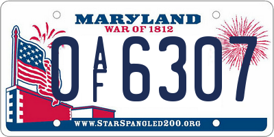 MD license plate 0AF6307
