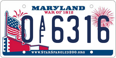 MD license plate 0AF6316