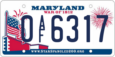 MD license plate 0AF6317