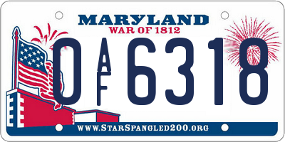 MD license plate 0AF6318