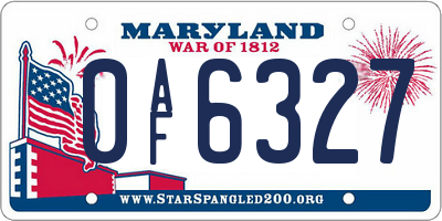 MD license plate 0AF6327