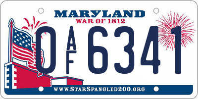 MD license plate 0AF6341