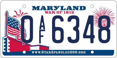 MD license plate 0AF6348