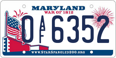 MD license plate 0AF6352