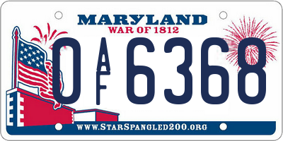 MD license plate 0AF6368