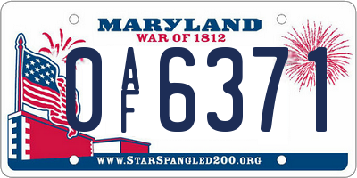 MD license plate 0AF6371