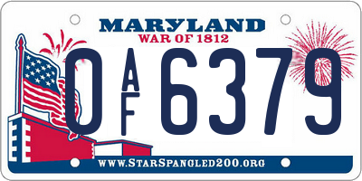 MD license plate 0AF6379
