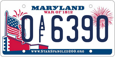MD license plate 0AF6390