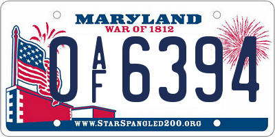 MD license plate 0AF6394