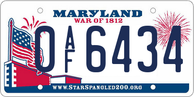 MD license plate 0AF6434