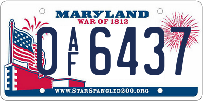 MD license plate 0AF6437