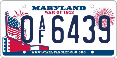 MD license plate 0AF6439