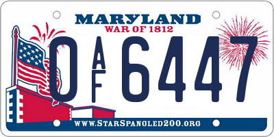 MD license plate 0AF6447