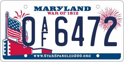 MD license plate 0AF6472