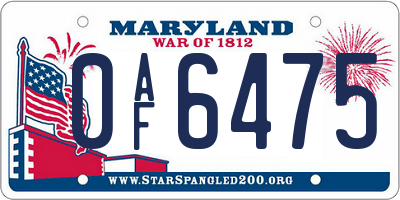 MD license plate 0AF6475