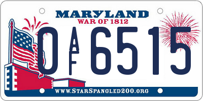 MD license plate 0AF6515