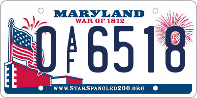 MD license plate 0AF6518