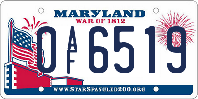 MD license plate 0AF6519