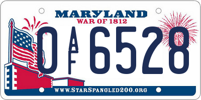 MD license plate 0AF6528