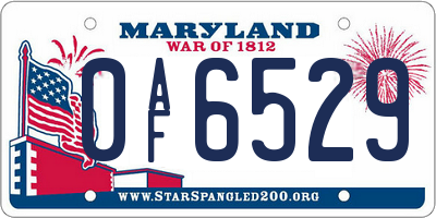 MD license plate 0AF6529