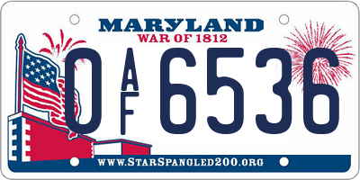 MD license plate 0AF6536
