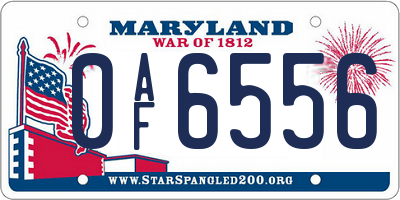 MD license plate 0AF6556